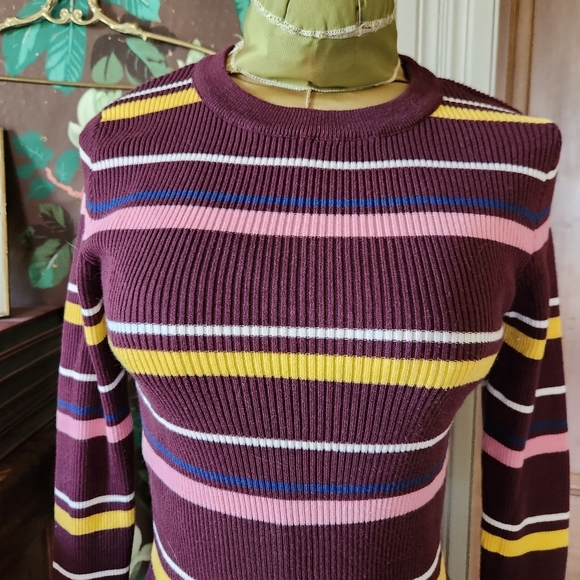 NEW LOOK Long Sleeve Striped Knit Sweater Size US 8 - Picture 3 of 9